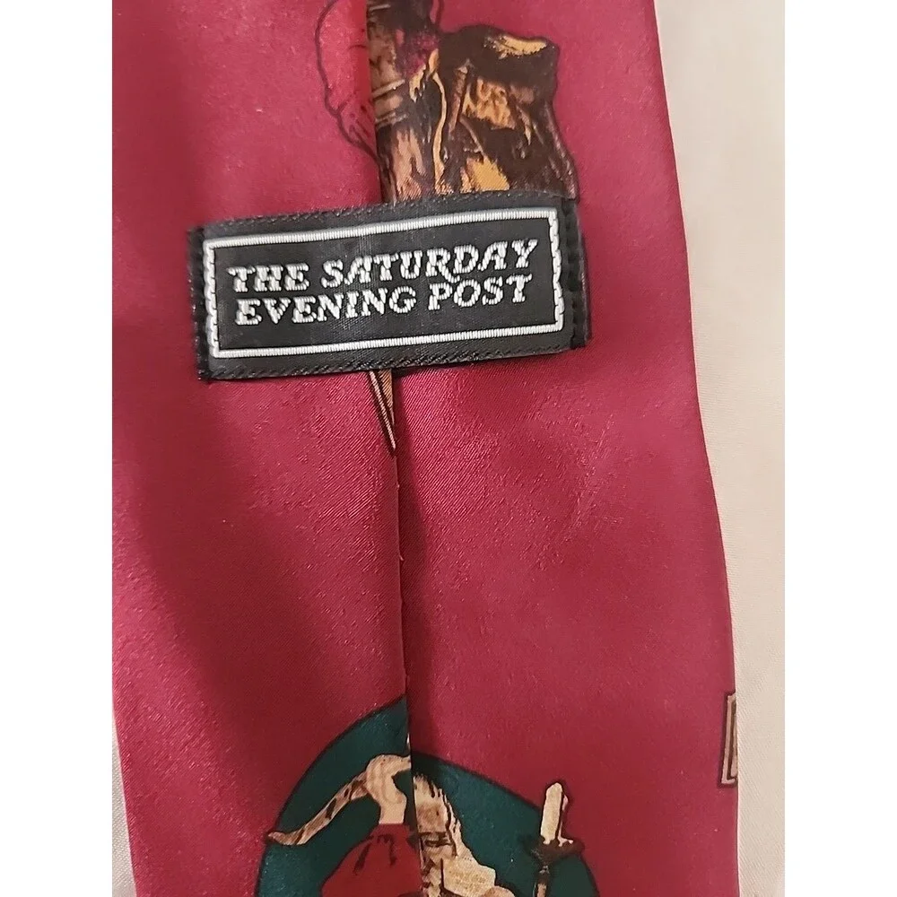 Vintage 1994 Saturday Evening Post Christmas Mens Necktie Santa Norman Rockwell